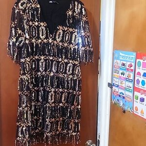Zara sequin dress perfect for the holidays.